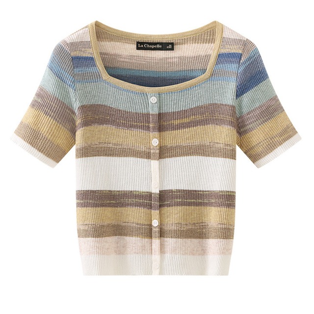 ボーダースリムトップス　21541