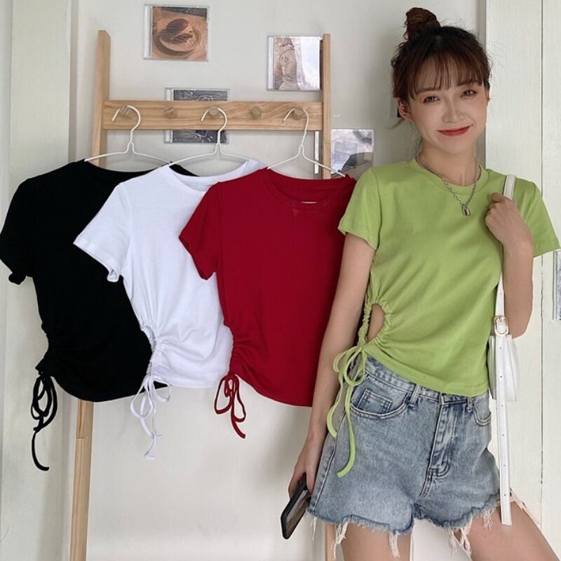 シャツ スプリングオータムスタイルギャザーホワイトTシャツ 春物 秋物 1号婦人61255605000