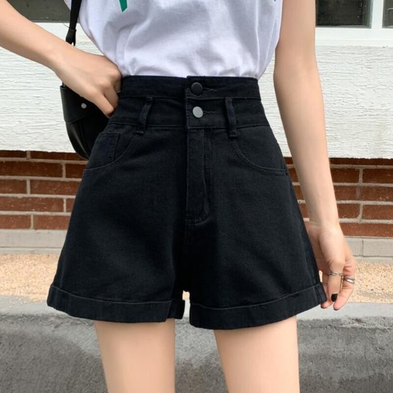 ブラックショーツ サマー薄手ハイウェストウェストルーズパンツ 夏物 ブルマー YY-ファッション25759247461