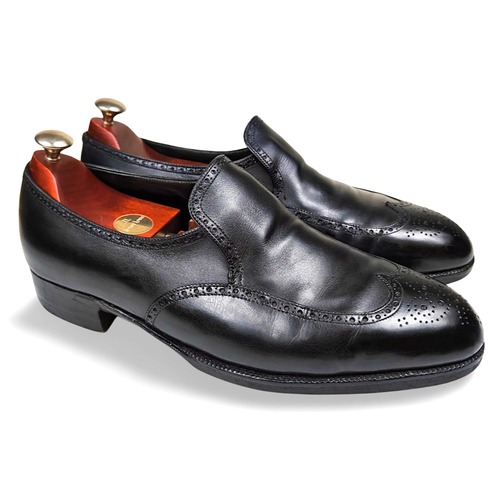 ★定価160万円超・極上品★ ジョンロブ・ロンドン ビスポーク　極上フルブローグローファー ブラック サイズ10.5E相当 ロイヤルワラント3つ