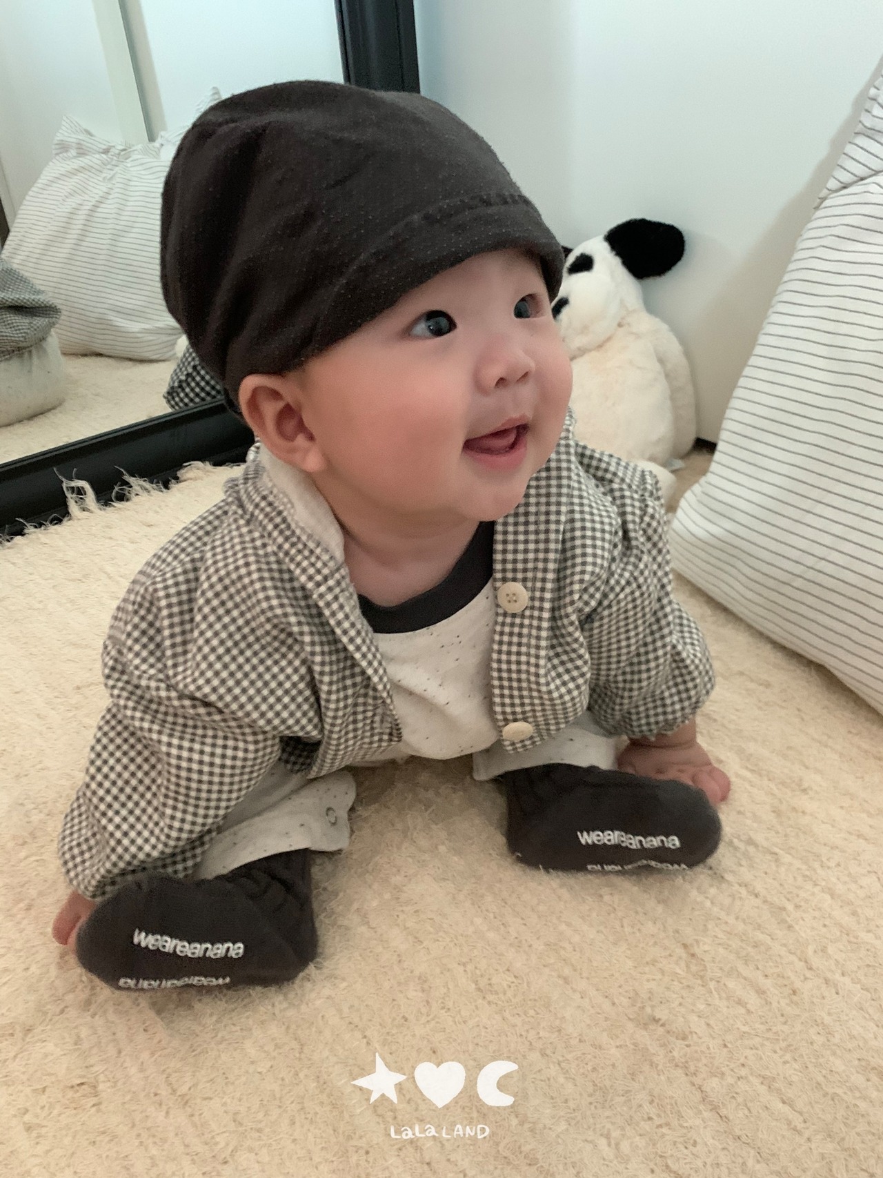 韓国子供服 / LALALAND / 26Autumn / ベベ ギンガムチェック フードジャンパー / 秋服 / ベビー *6M~18M*