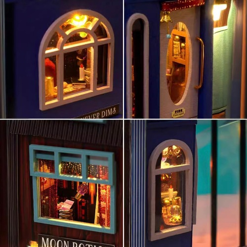 DIY ミニチュア ブックエンド ミニチュアハウス マジックハウス 手作り組み立て 建築模型 クリエイティブ 誕生日 プレゼント クリスマス おしゃれ インテリア 北欧