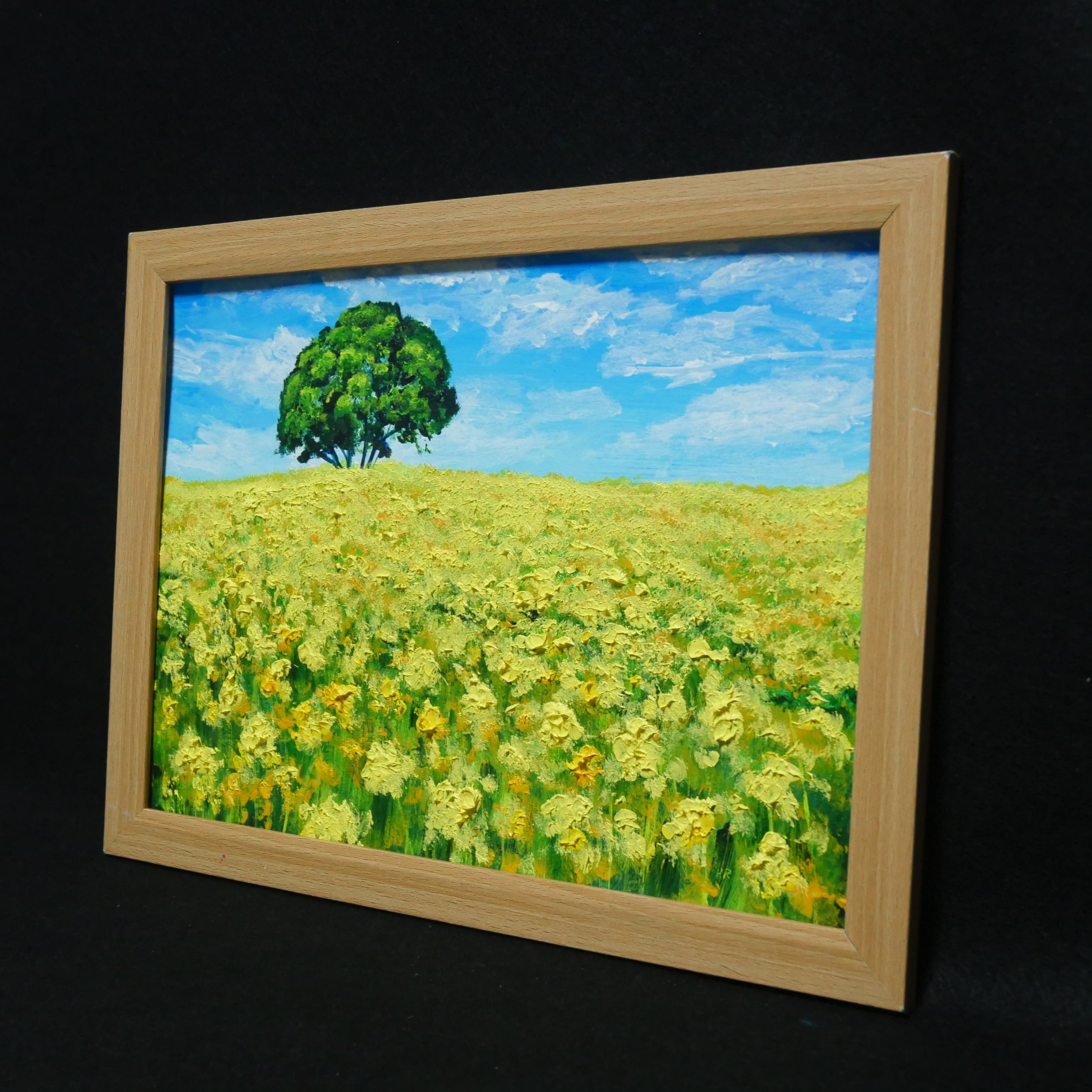 油絵 油彩 油彩画 絵 絵画 【黄色い菜の花畑の一本木 油絵 油彩 油彩画 絵 絵画 【黄色い菜の花畑の一本木