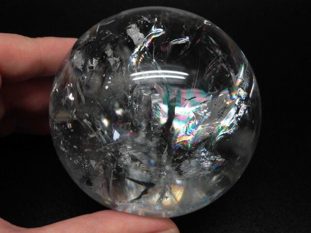 【送料無料】【高品質】80mm ブラジル産天然レインボー水晶玉 no.4