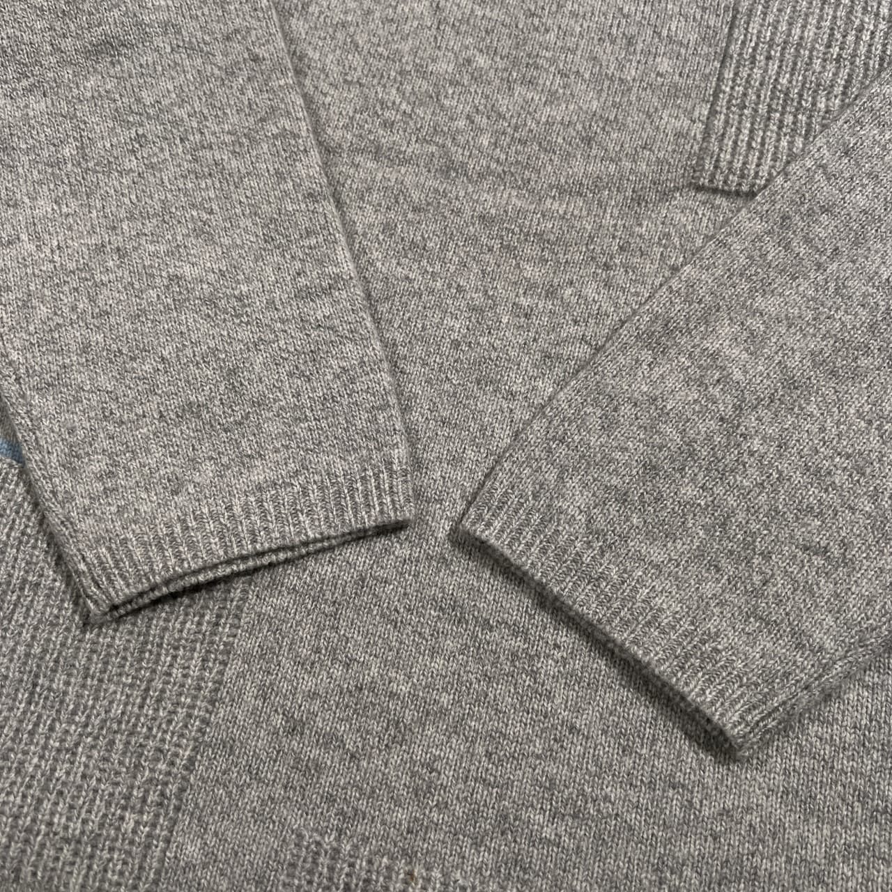 カシミヤ混 Leilian レリアン ポケット付き ウールニットセーター サイズ 13+ /グレー×水色/レディース/日本製