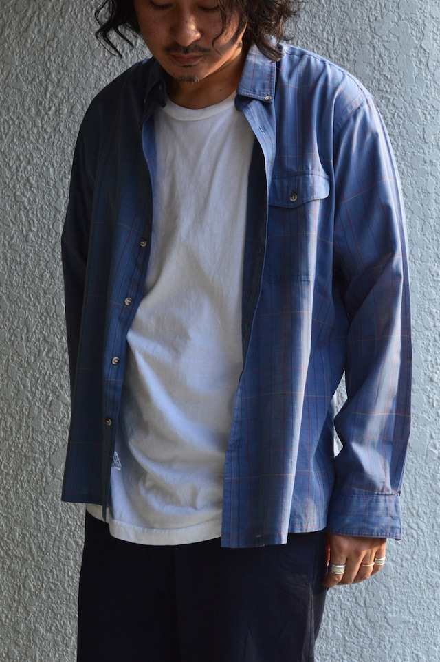 Peter ENGLAND 1990's From UK Multi Plaid Check Cotton Voile Old Shirt PolyBlend 90s euro コットンボイルシャツ