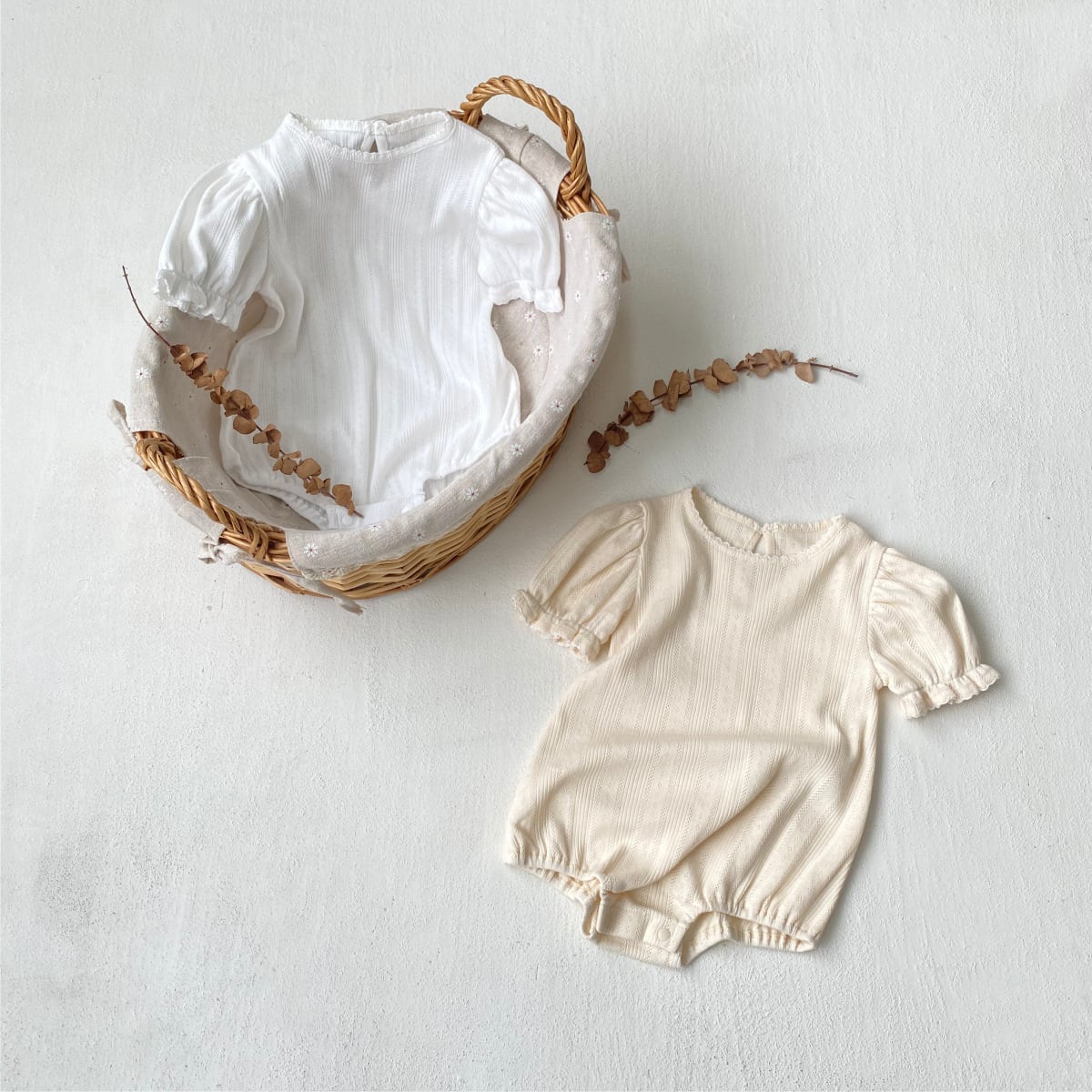 【BABY】韓国風 無地ロンパース