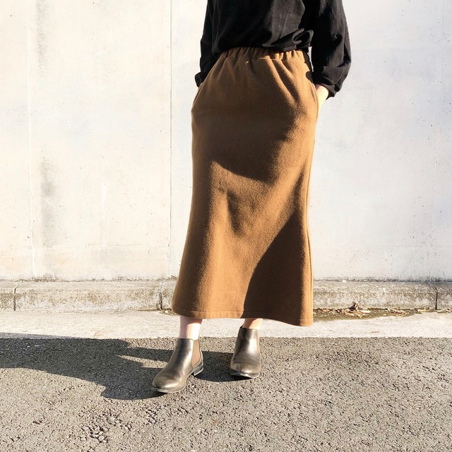 起毛生地で暖かい◎ 歩きやすいボトムス マーメイドスカート｜キャメル｜画像3
