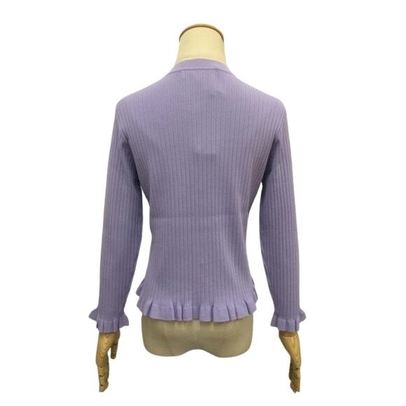 スーパービューティー カーディガン リブ編み 裾フリル 2411002