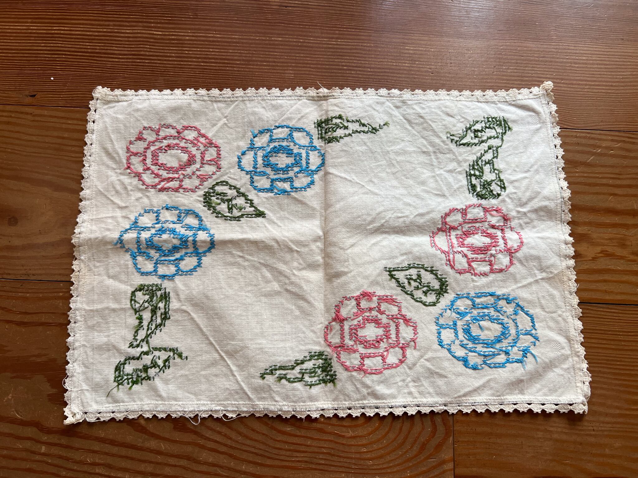 フランスアンティークリネンの刺繍クロス *フレンチアンティーク