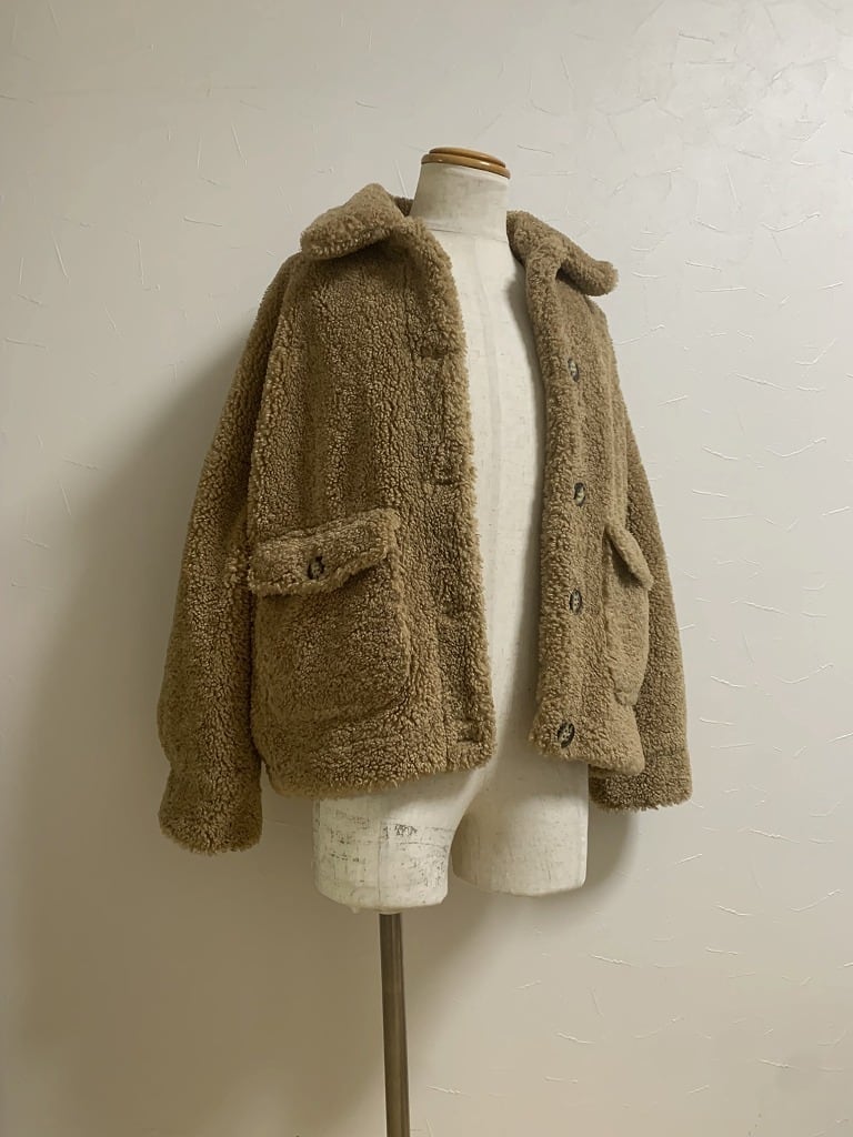 Drop Shoulder Design Boa Single Short Coat "Calvin Klein"