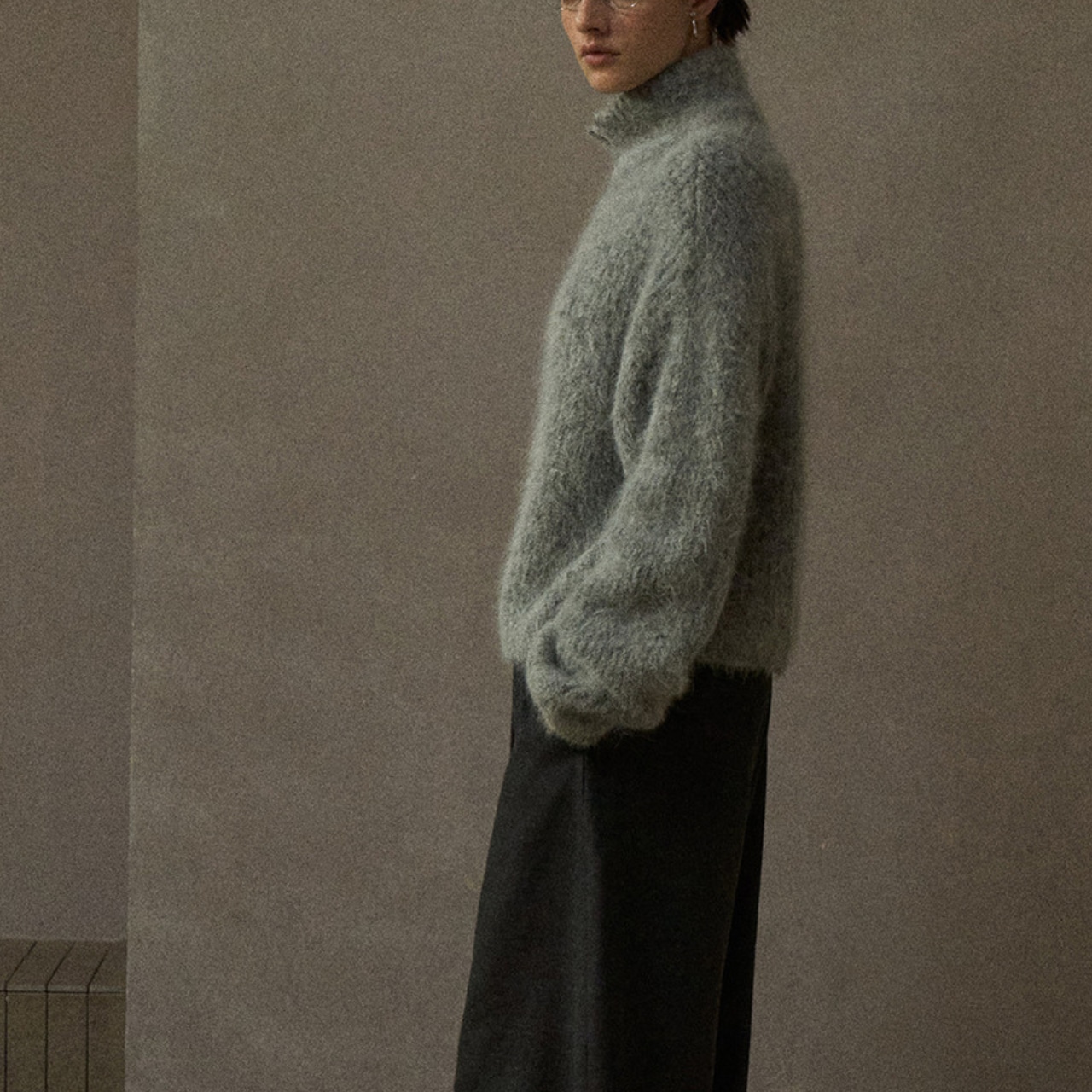 Half Zip Mohair Knit Pullover T3964