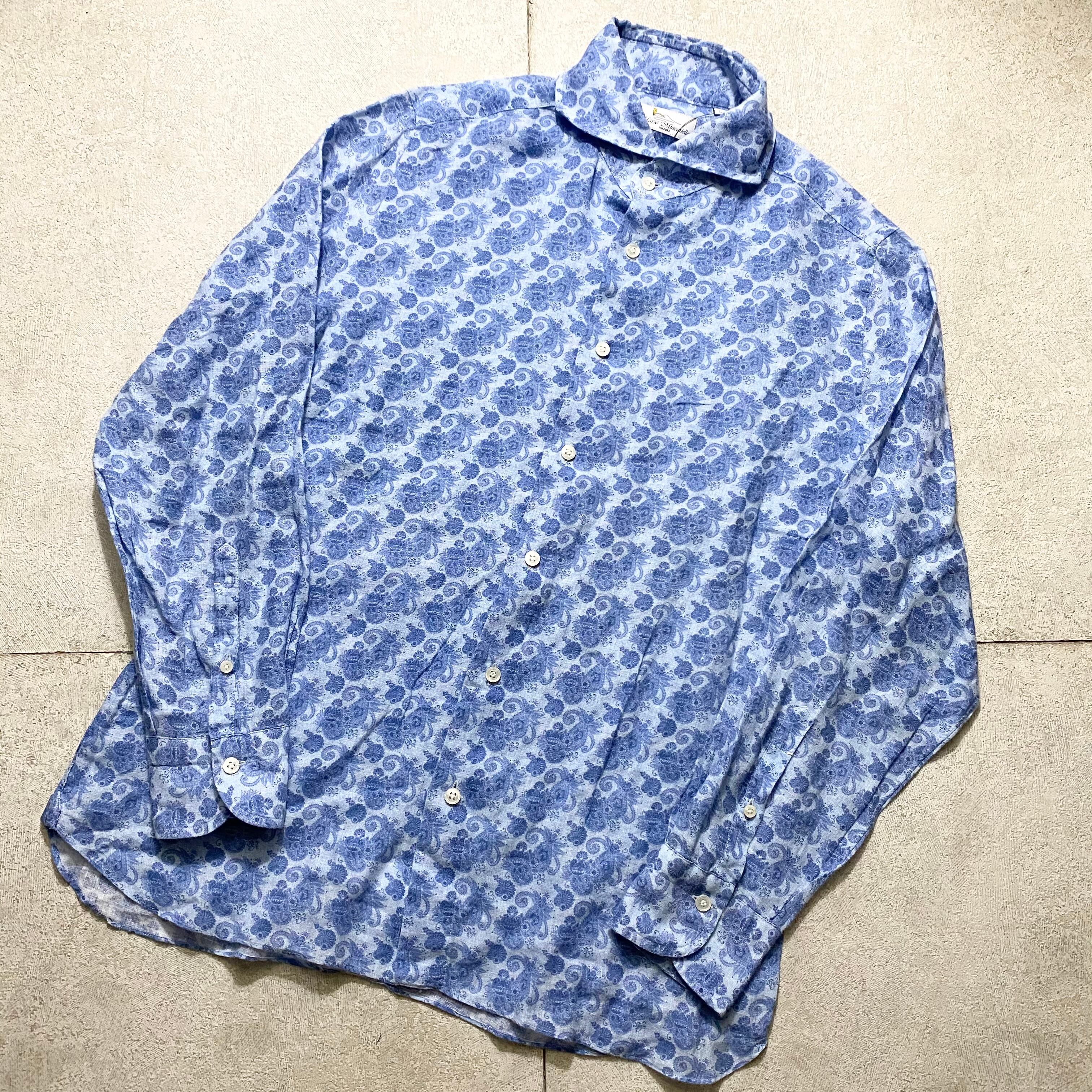 MARIO MUSCARIELLO paisley pattern wide-collar linen shirt MARIO MUSCARIELLO paisley pattern wide-collar linen shirt