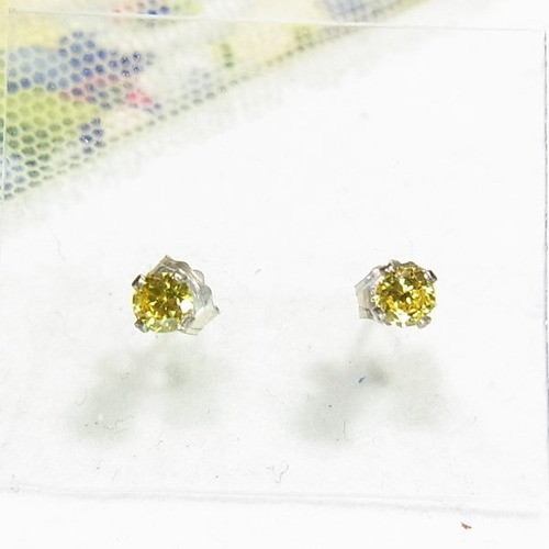 シルバー929製、イエローのキュービックジルコニアのピアス  アクセサリーのセール通販　11957S