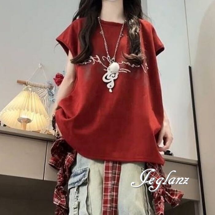 2色 フェード ロゴ プリント Tシャツ ルーズ ユニセックス(MC746)β
