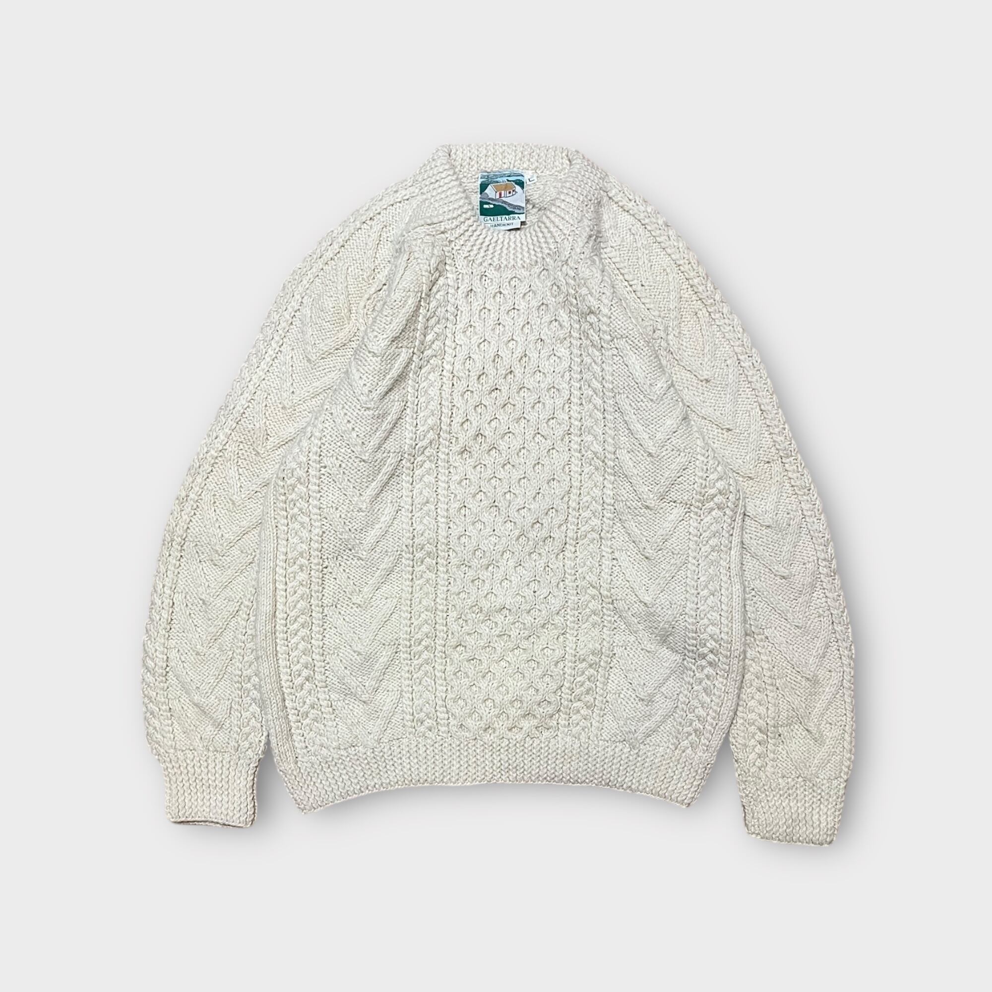 【Vintage】1980's~ ハンドメイドラグランスリーブアランニットセーター MADE IN IRELAND