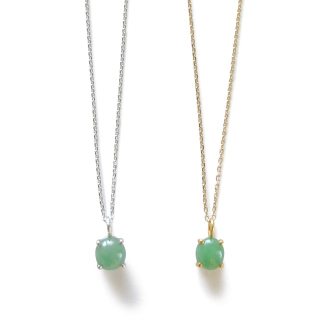 ワンポイントおしゃれ！ K10 翡翠 ペンダント ネックレス A貨翡翠 jd_ne1014