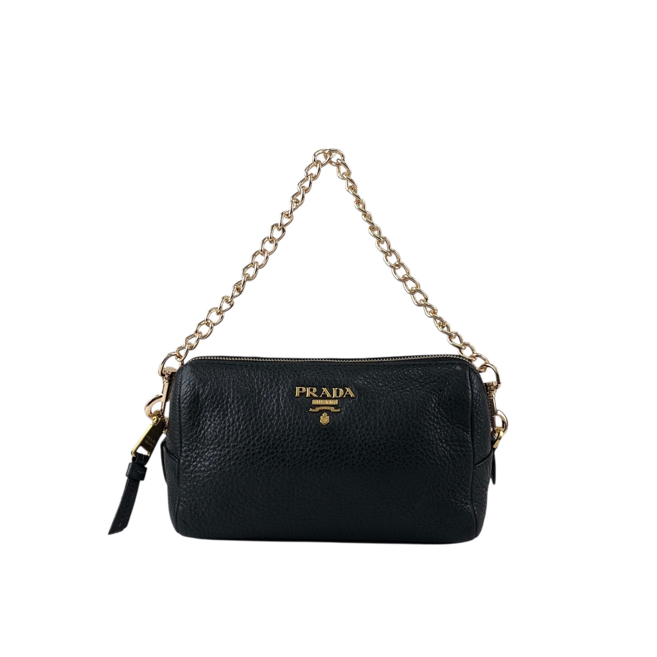 PRADA プラダ ポーチ ブラック ロゴ レザー vintage ヴィンテージ