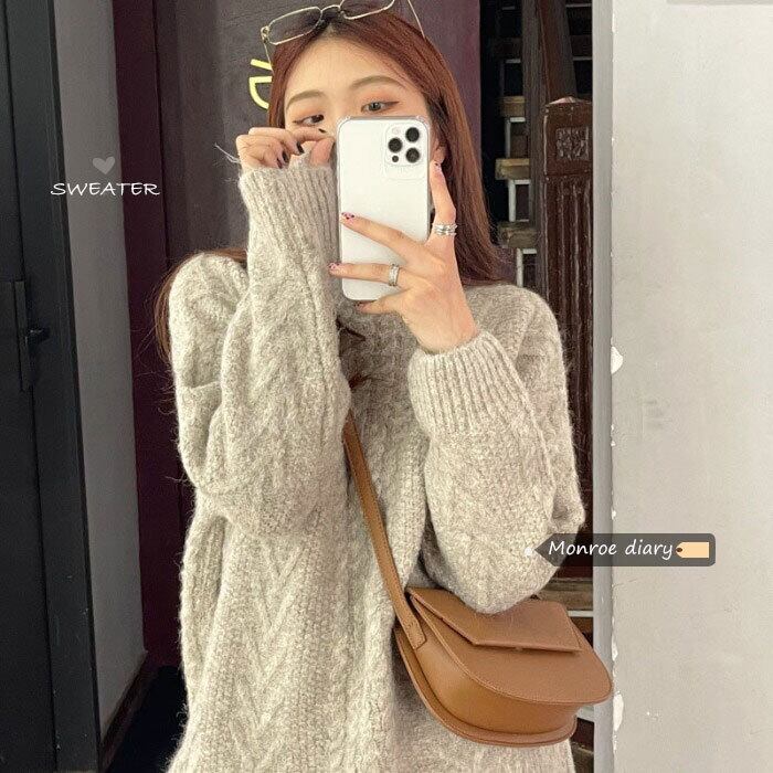 プルオーバー セーター オータムウィンタースタイルルーズニットトップス 秋物 冬物 モンロー43907745549