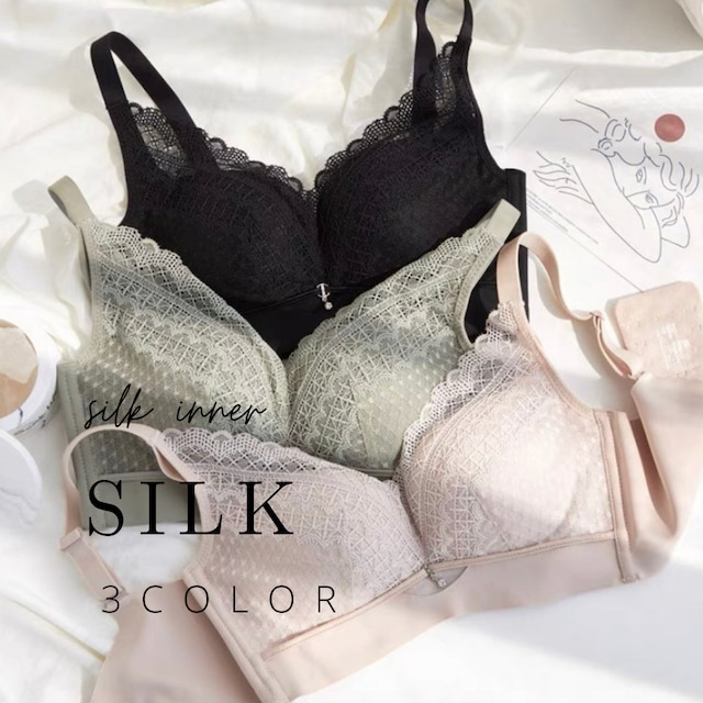 【お試し1点SALE価格】【silk】【4size/ 3color】lace desigh brassiere s182