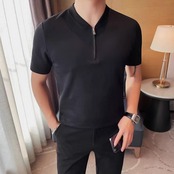 short sleeve zipper polo T-shirt 00283