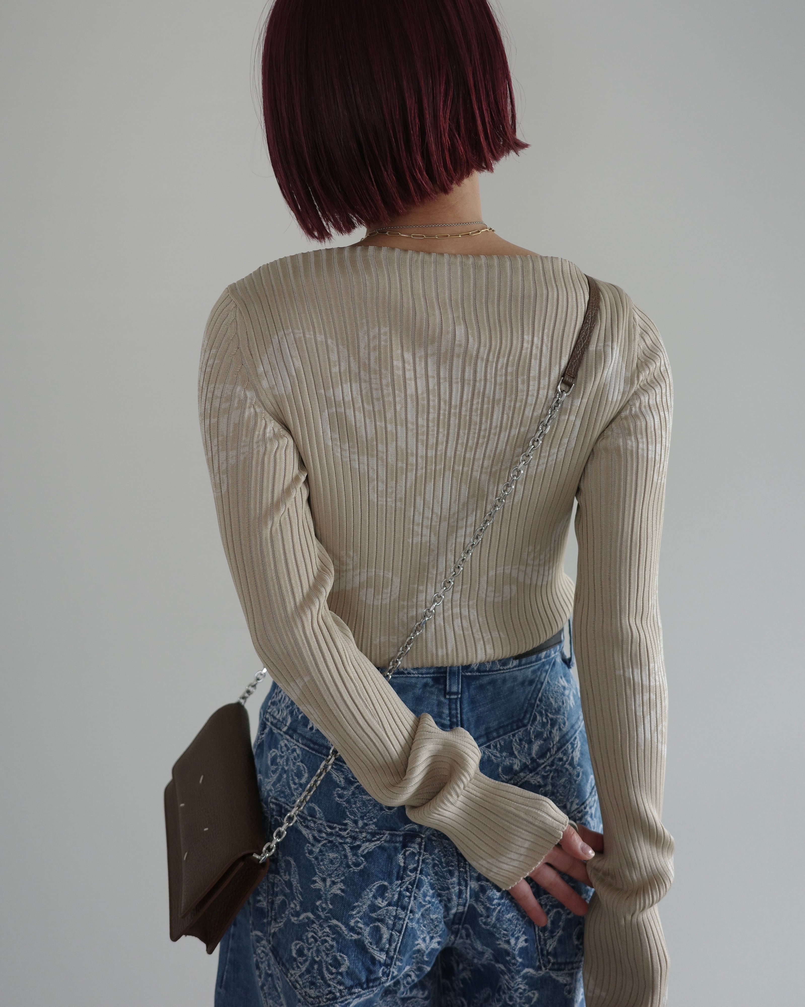FETICO / DAMASK PATTERN RIB KNIT TOP | LA VILLA ROUGE