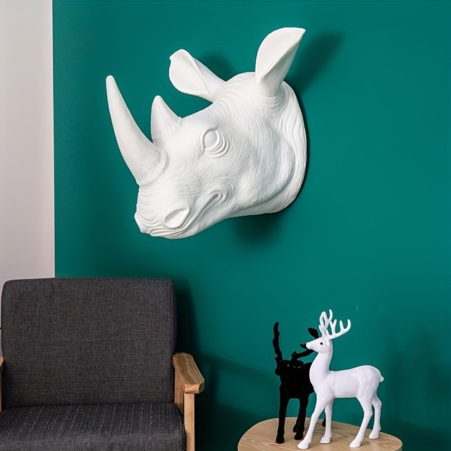 壁掛け インテリア 装飾品 動物 頭 ウォールインテリア 北欧 シンプル 白 黒 ホワイト ブラック リビング ダイニング 玄関