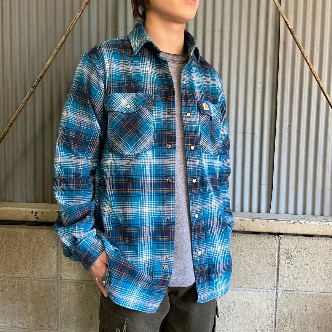 Carhartt カーハート 長袖 チェック柄 ライトネルシャツ メンズL相当 