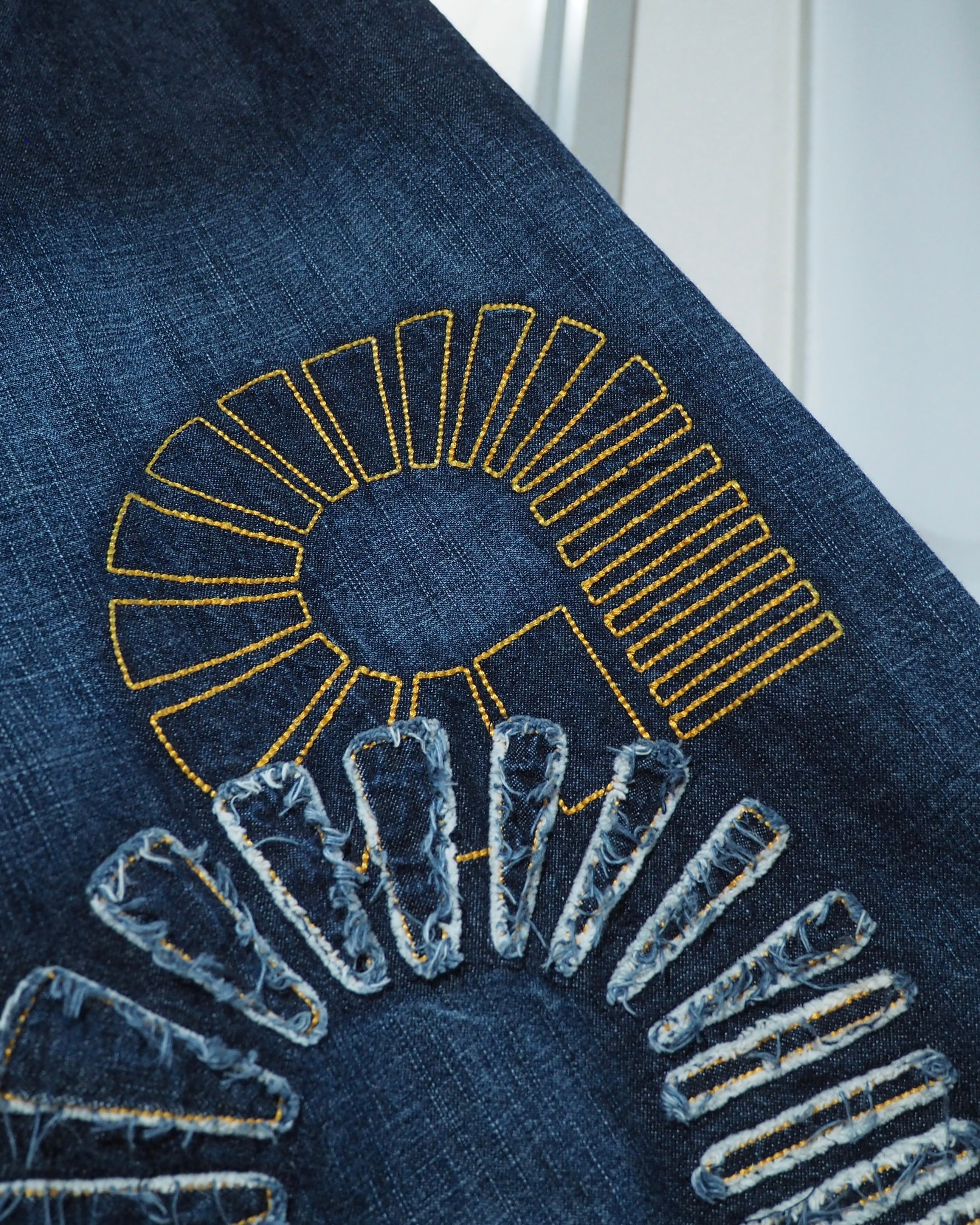 " akademics " Ammonite Logo Embroidery vintage Over silhouette SS Denim shirt