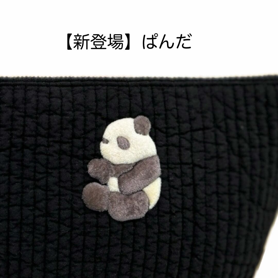 ポーチ】ブラック | RINOSUcollection ぷっくりアップリケが可愛い布