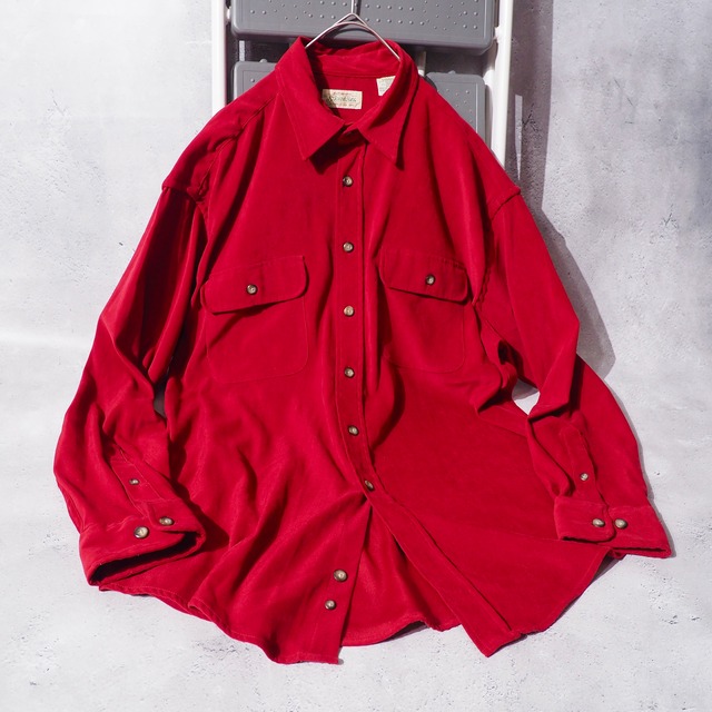 1990s " St. John's Bay " Beautiful Deep Red color vintage Over silhouette shirt