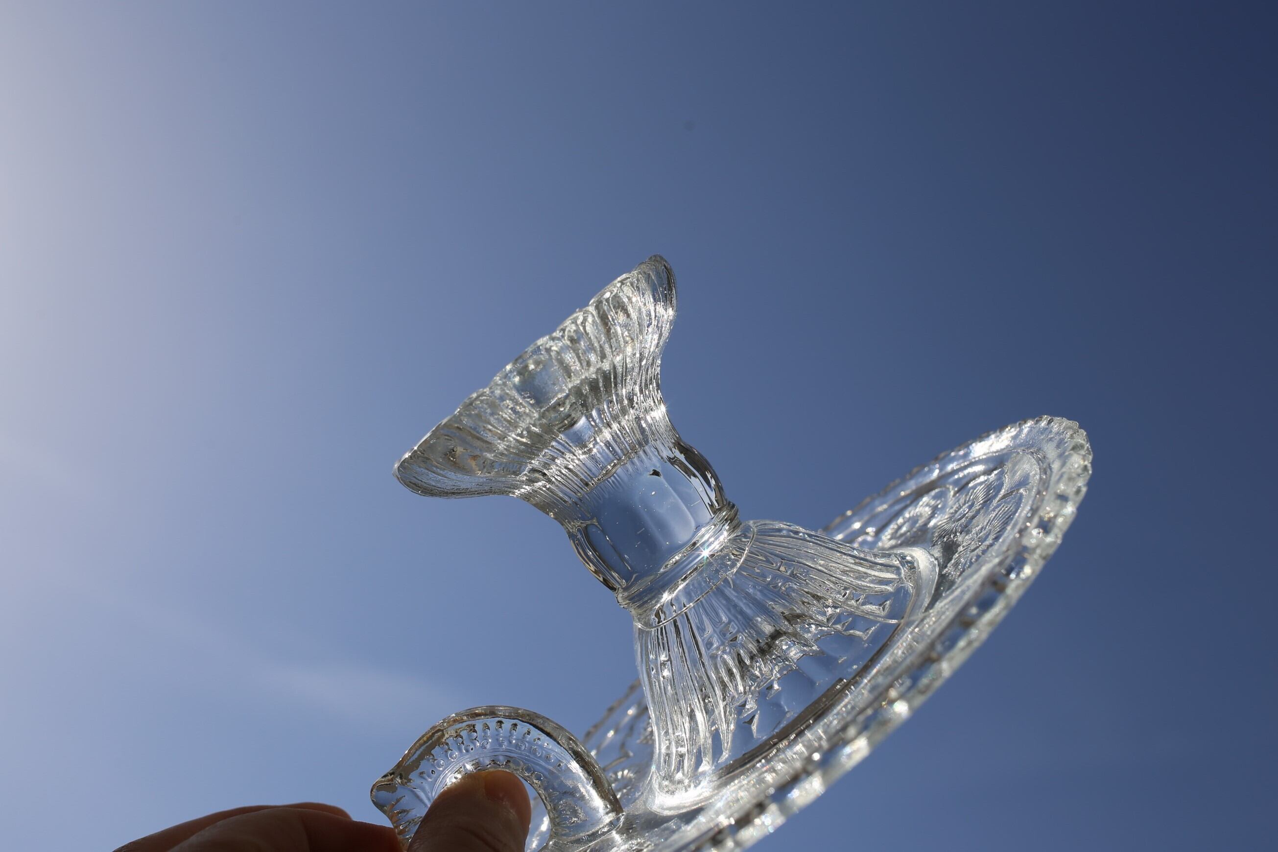 フランス アンティーク ヴィンテージ ガラスのキャンドルスタンド N