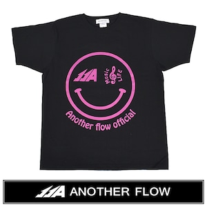 ANOTHER FLOW(アナザーフロー) ネオン スマイルマーク Tシャツ ブラック×ピンク