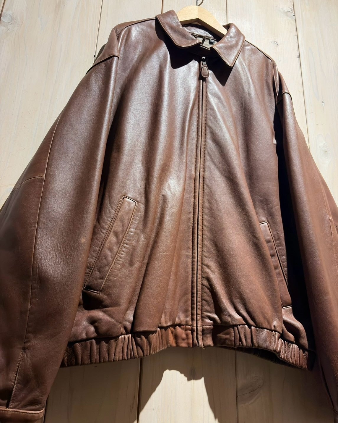 a.k.a.C.a.k.a vintage】Brown Color Vintage Zip Up Lamb Leather