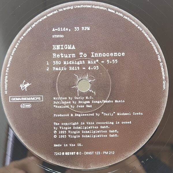 Enigma / Return To Innocence [DINST 123, 8 92197 6] - 画像3