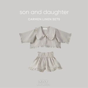 【即納/送料無料】son and daughter / 1-2y 3-4y Carmen Linen Sets
