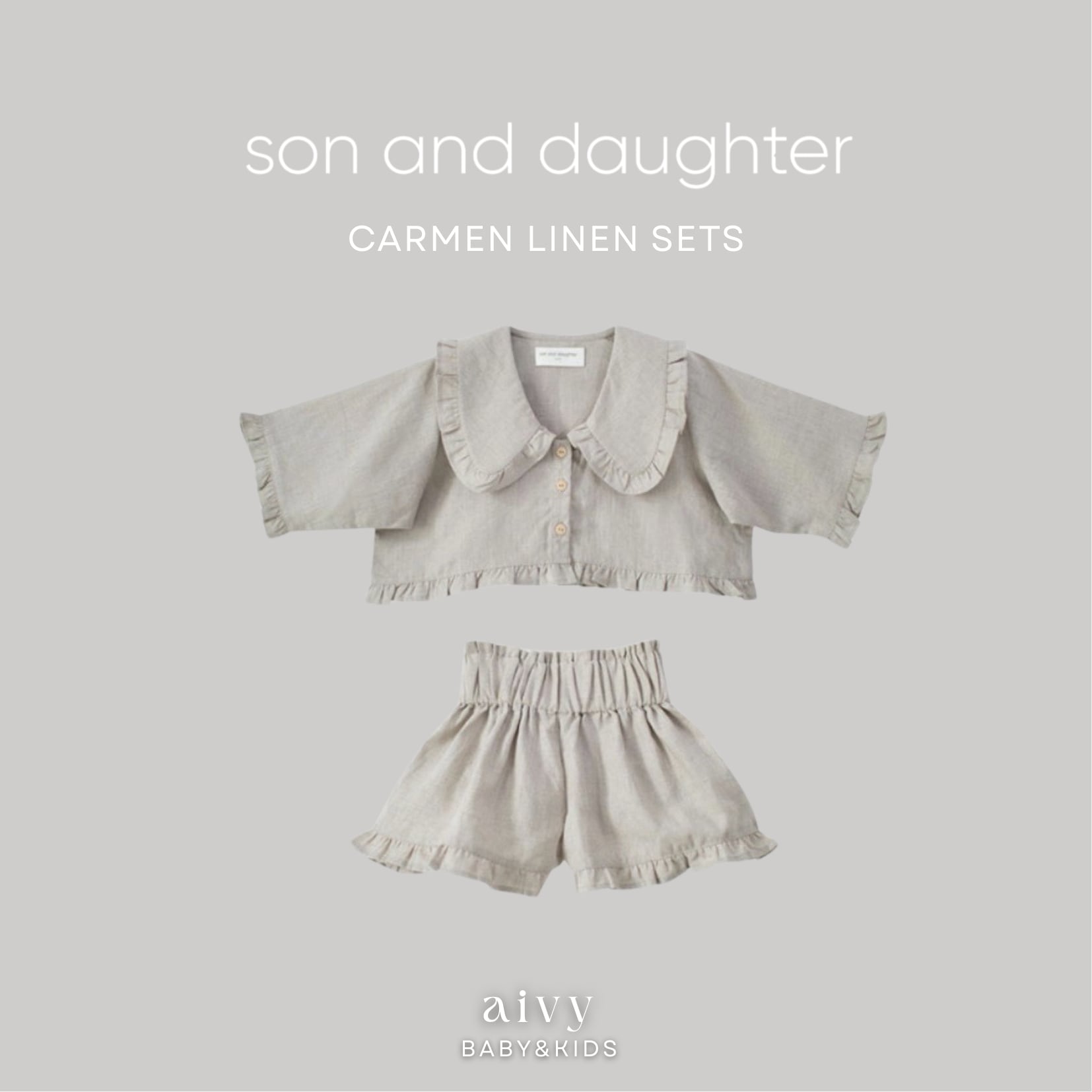 【即納/送料無料】son and daughter / 1-2y 3-4y Carmen Linen Sets