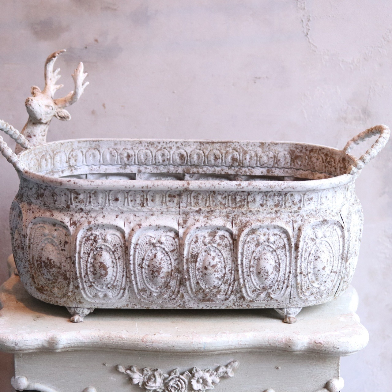 mondimanche 植木鉢　アンティークデコレワイドMW｜シャビーシック　寄せ植えして飾ると素敵なガーデンになる　UF686