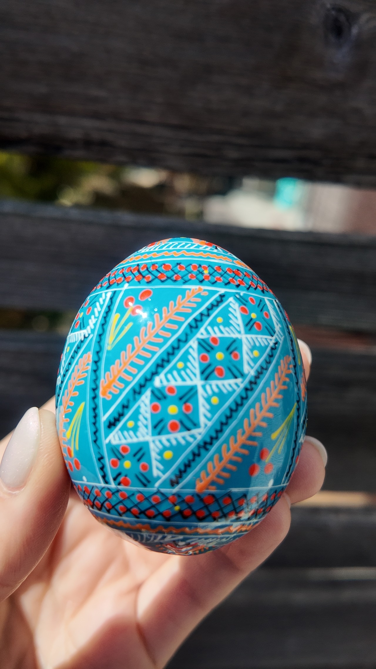 装飾用木製プィサンカ（イースターエッグ）with stand　コロミヤモデル - 4