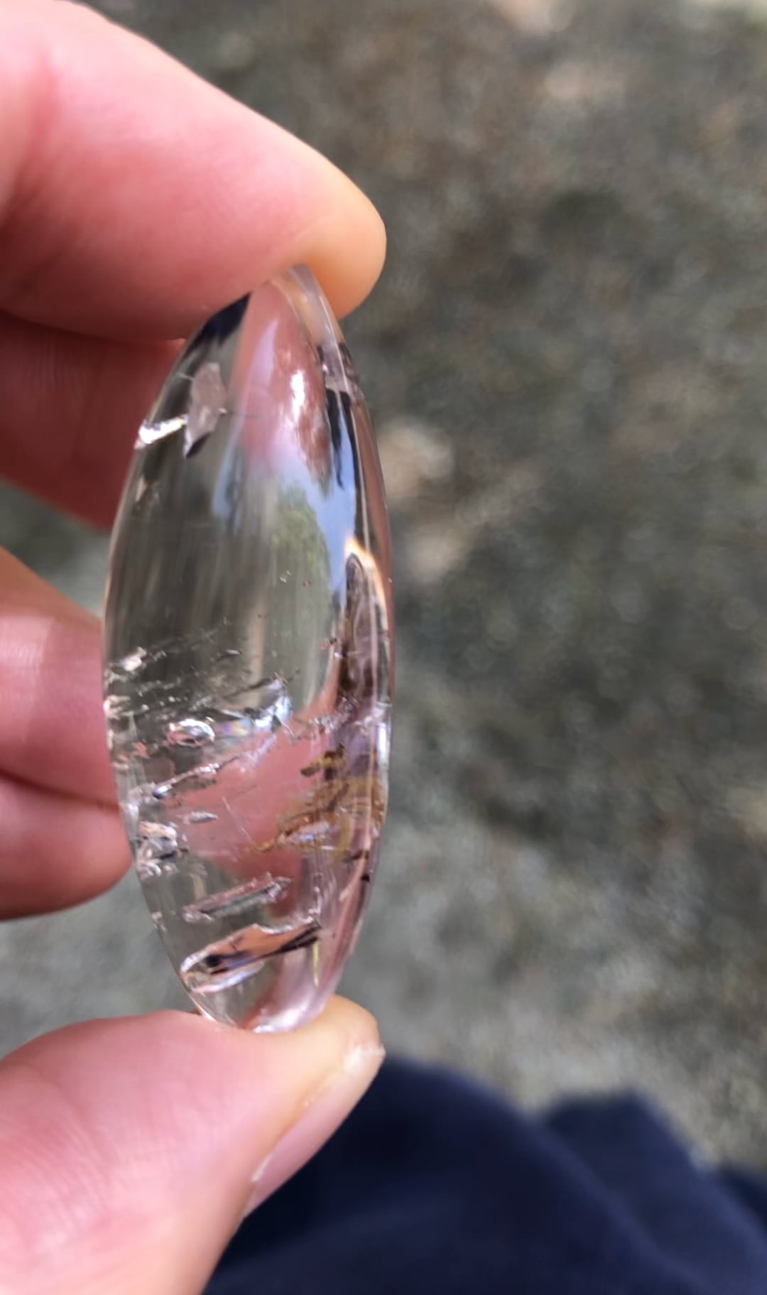 超激レア ウォーターインクォーツ(水入り水晶)ルース 小さな虹あり 