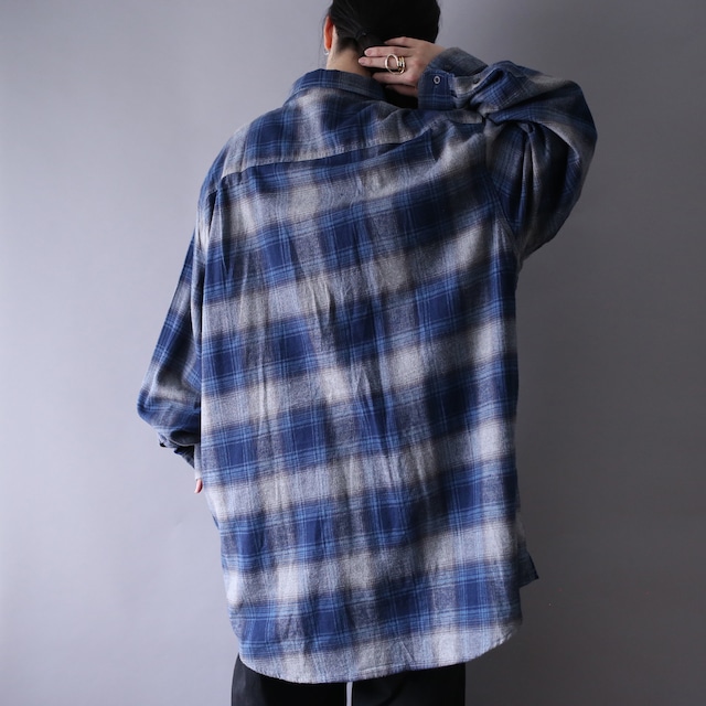 XXXLT super over silhouette good coloring shadow check shirt
