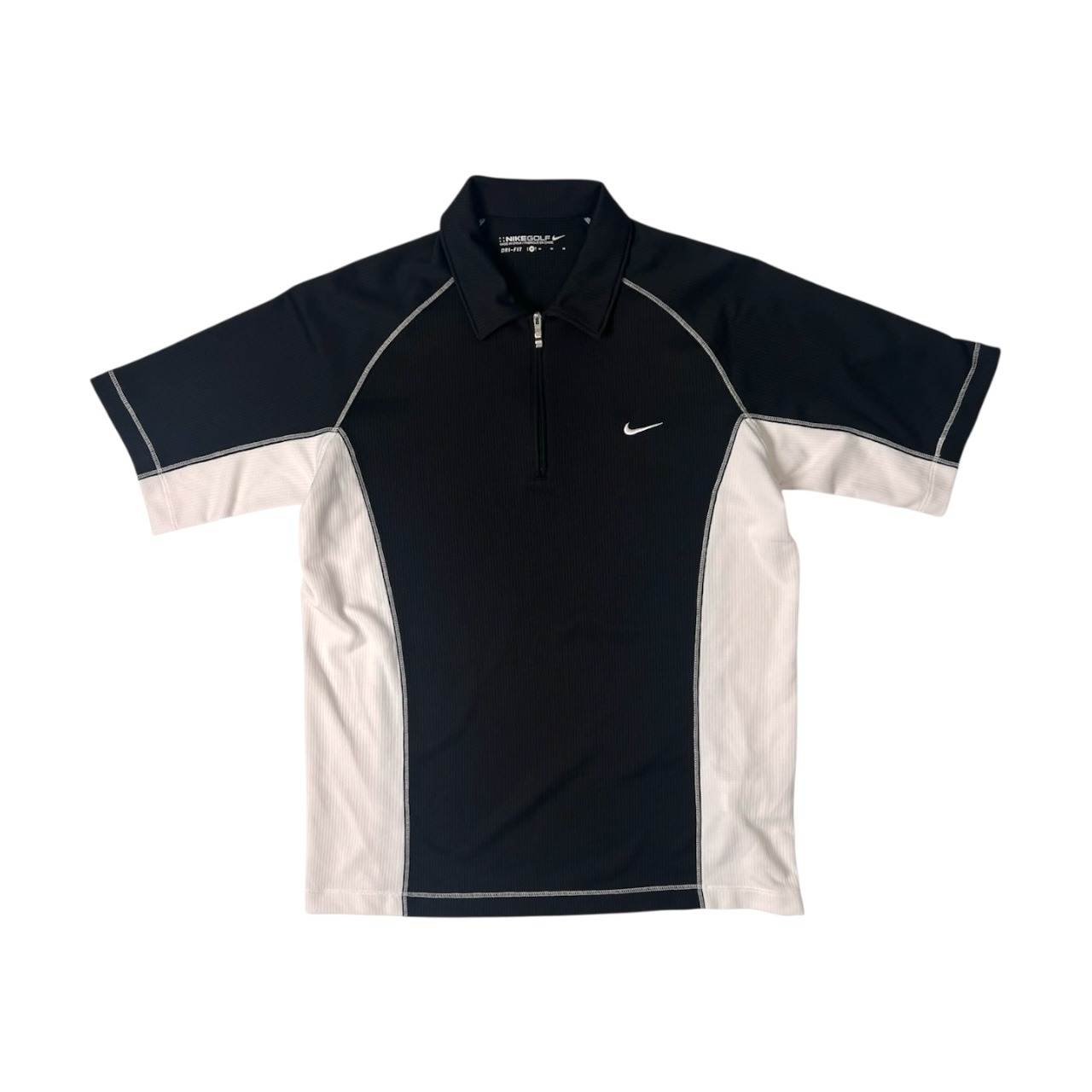 NIKE GOLF ナイキゴルフ ハーフジップ 半袖ポロシャツ M/ブラック ホワイト