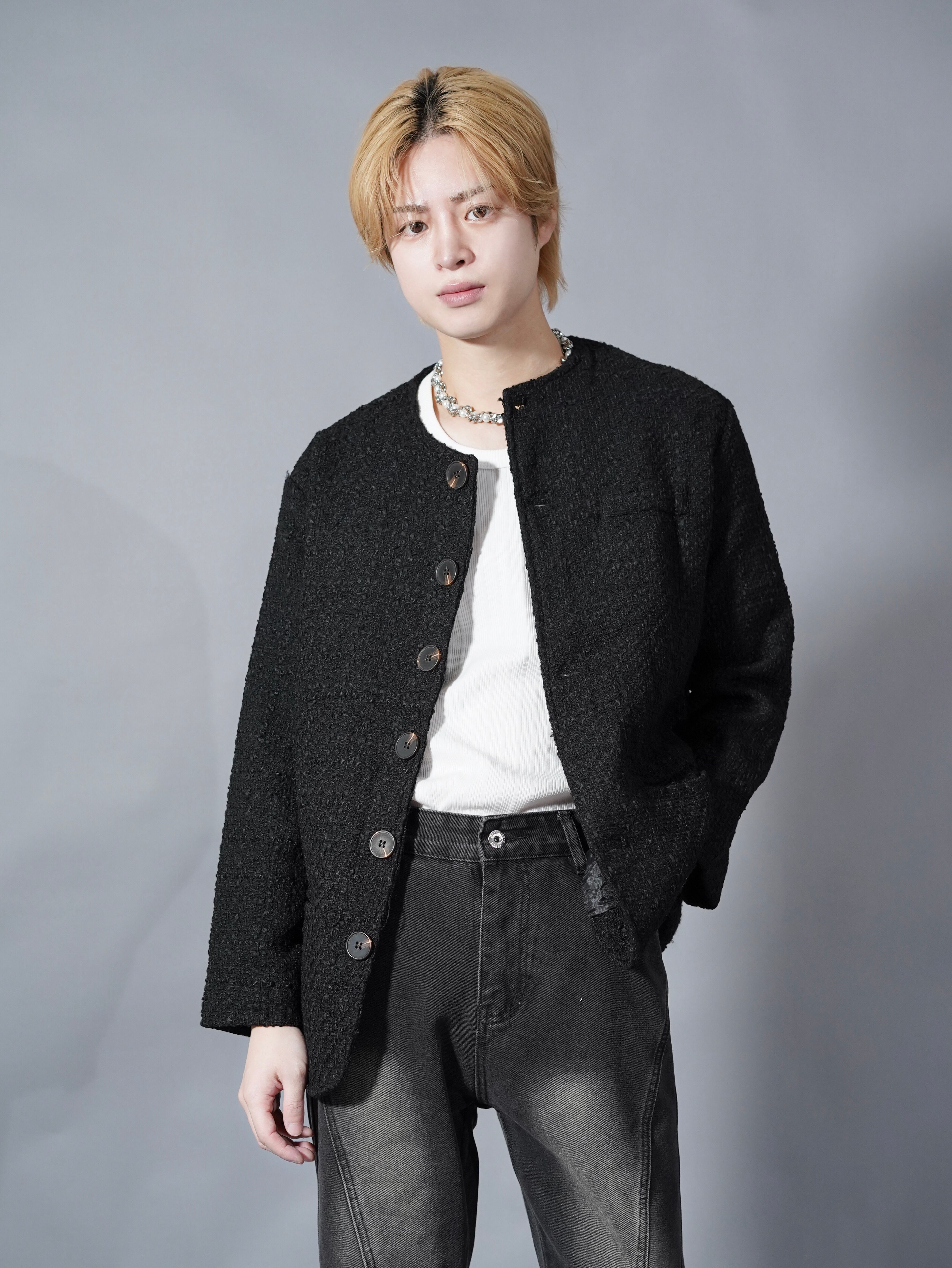 ALUDE SELECT】 block pattern tweed jacket | 【ALUDE】韓国メンズ