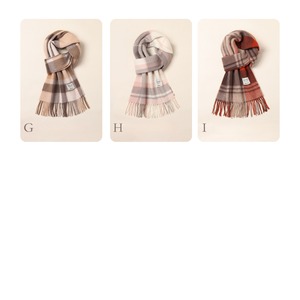 チェック柄フリンジマフラー 9color W10274