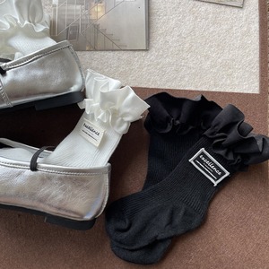 GOODSフリル英字柄ハイソックス