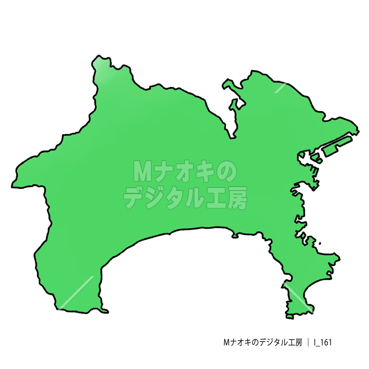 少しゆるい神奈川県地図 【I_161】　Kanagawa prefecture map a little loose