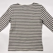Mademoiselle NON NON マドモアゼルノンノン ボーダー ヘンリーネック 七分袖 Tシャツ カットソー M/グレー×ホワイト レディース