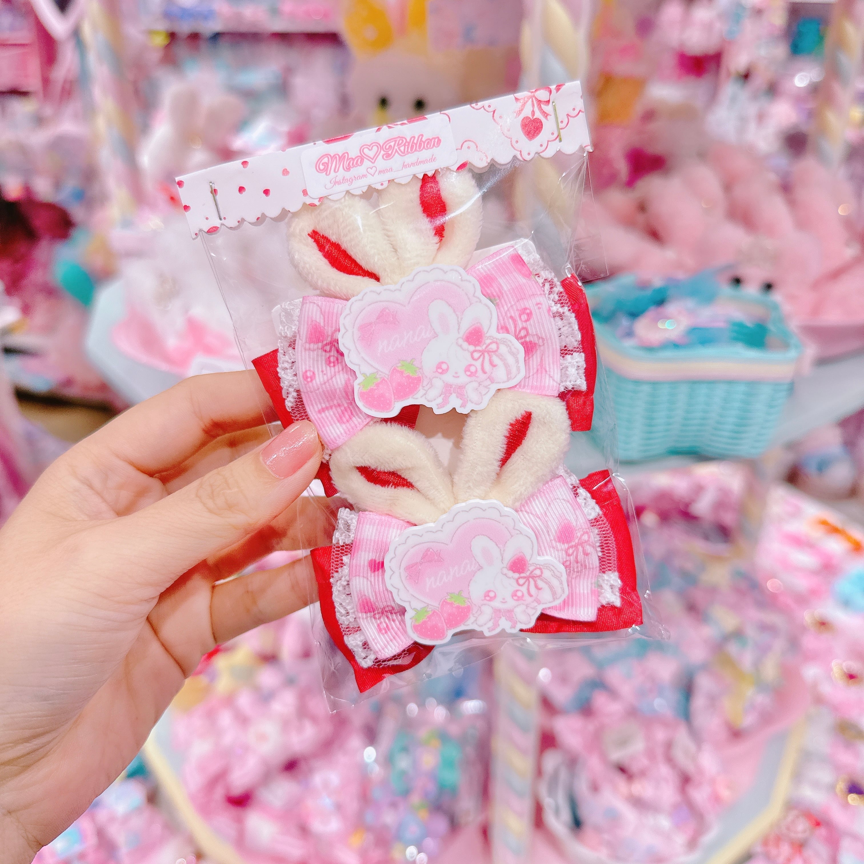 【R14】50-37うさ耳付きツインヘアクリップ