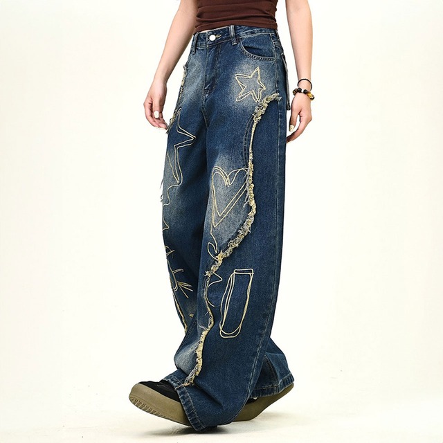 グラフィックカットオフルーズデニム 2col   R00999