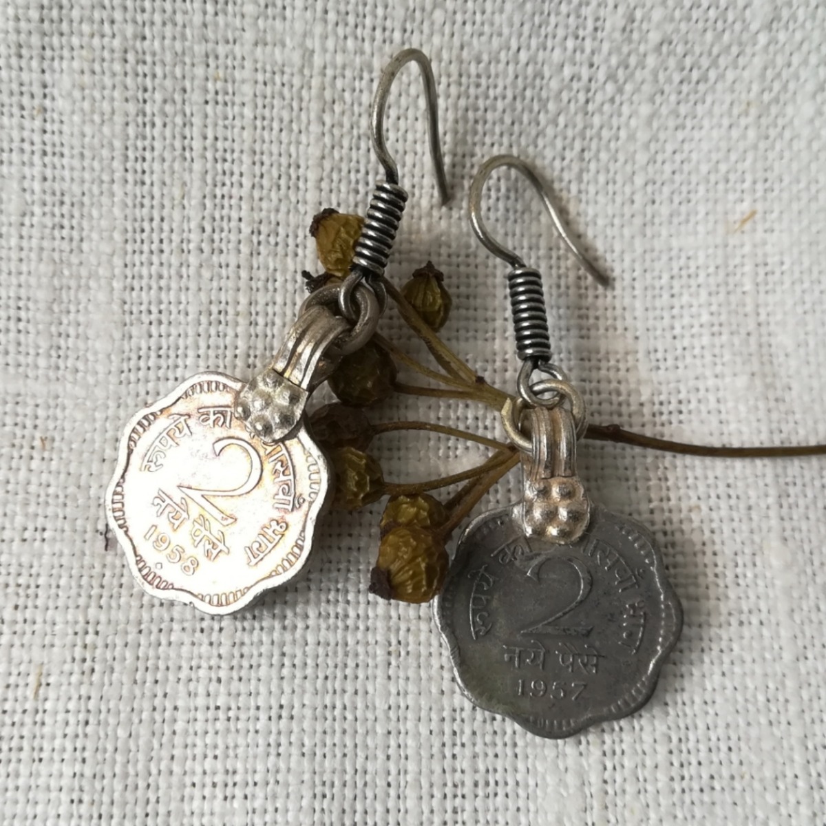Antique Vintage India Coin Earrings ヒンディ インド アンティーク 